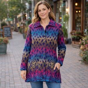 Pampara Multicolor Knit Button Jacket Tunic Small NWT‎ Boho Artsy Lagencore